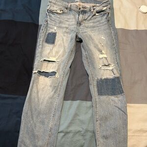 Old Navy Light Blue Patchwork Boyfriend Denim Jeans